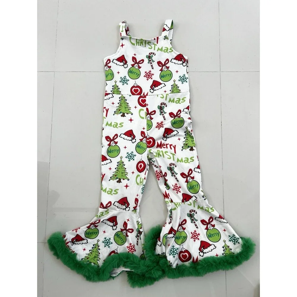 Los Angeles Boutique Party Grinch Cristmas Bell Bottom Jumpsuit Outfit Holiday 5
